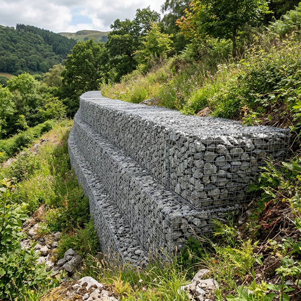 Gabion slope protection