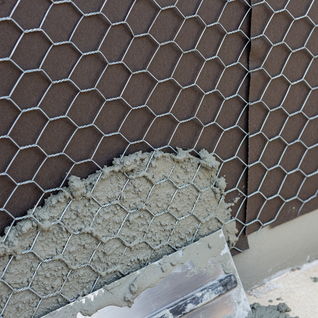 Three-coat exterior stucco wall