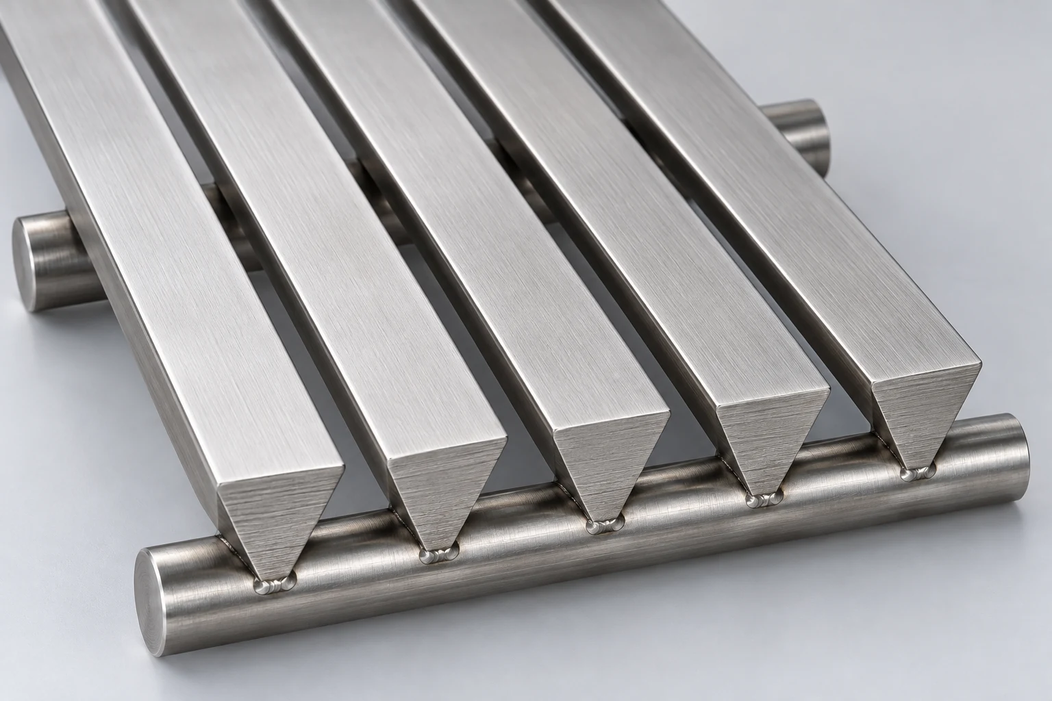 AI-generated illustration of profile wires, continuous slots and supporting rods. It is not a manufacturing drawing or an order-specific photograph. Follow approved equipment drawings for installation.