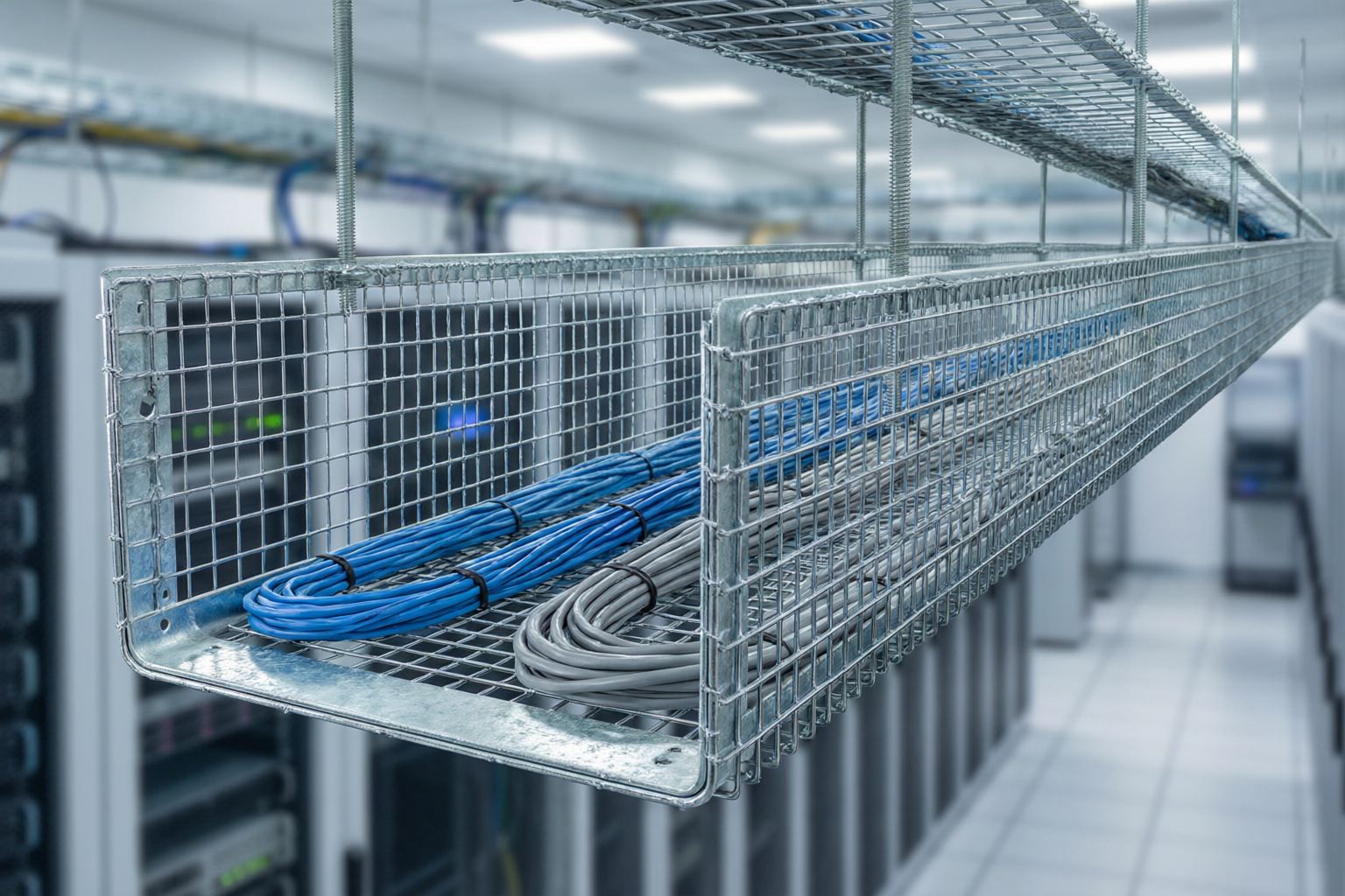 Wire Mesh Cable Tray in Electro-Galvanized, Hot-Dip Galvanized, and Stainless Steel